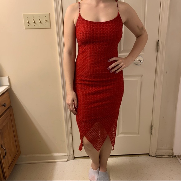 BeSmart Dresses & Skirts - Spaghetti Strap - Knee Length Semi-Formal Red Dress